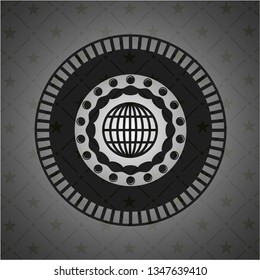 globe, website icon inside dark badge or emblem
