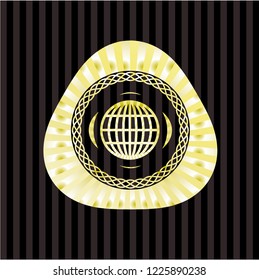 globe, website icon inside gold shiny emblem
