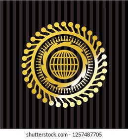 globe, website icon inside gold badge