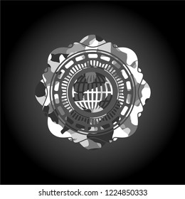 globe, website icon inside grey camouflage texture