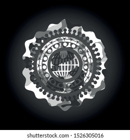 globe, website icon inside grey camo emblem