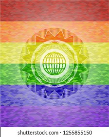 globe, website icon inside lgbt colors emblem 