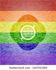 globe, website icon inside lgbt colors emblem 