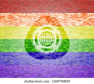 globe, website icon inside lgbt colors emblem 
