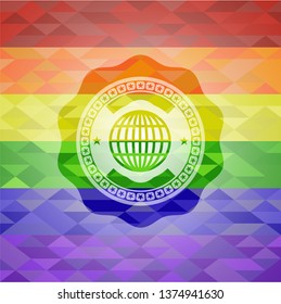 globe, website icon inside lgbt colors emblem 