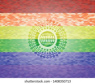 globe, website icon inside lgbt colors emblem 