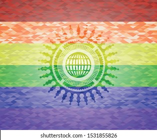 globe, website icon inside lgbt colors emblem 