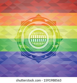 globe, website icon inside lgbt colors emblem 