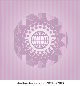 globe, website icon inside pink emblem