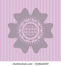 globe, website icon inside pink icon or emblem