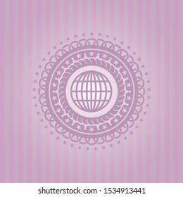 globe, website icon inside pink emblem