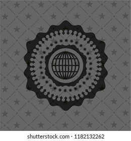 globe, website icon inside realistic dark emblem