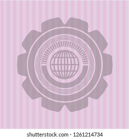 globe, website icon inside realistic pink emblem