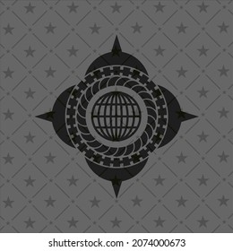 globe, website icon inside realistic dark emblem. 