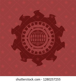 globe, website icon inside red icon or emblem
