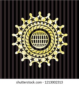 globe, website icon inside shiny emblem
