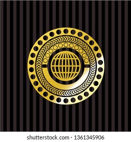 globe, website icon inside shiny emblem