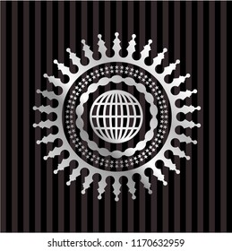 globe, website icon inside silvery badge