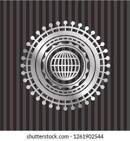 globe, website icon inside silvery badge
