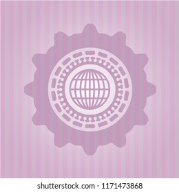 globe, website icon inside vintage pink emblem