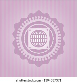 globe, website icon inside vintage pink emblem