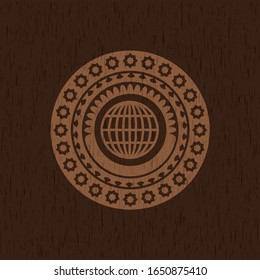 globe, website icon inside wood signboards