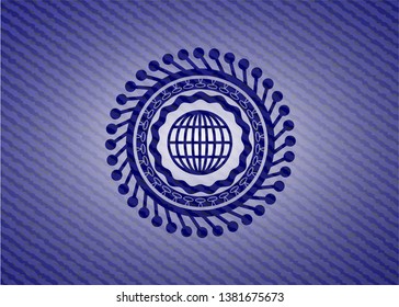 globe, website icon with jean texture