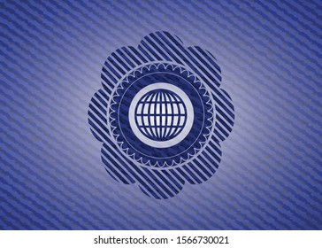 globe, website icon with jean texture