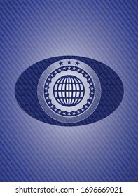 globe, website icon with jean texture