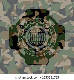 globe, website icon on camo pattern