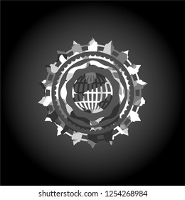 globe, website icon on grey camo pattern
