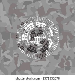 globe, website icon on grey camo pattern
