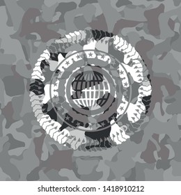 globe, website icon on grey camo pattern