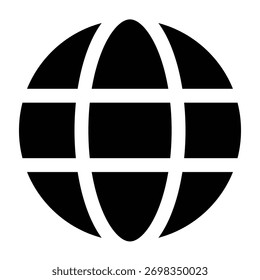 Ícone do site do Globo. Vetor preto e branco global do mundo e da terra.
