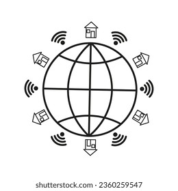 Globe wifi icon. Internet earth coverage symbol. Vector illustration. EPS 10.