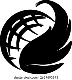 Globe Wing Dynamic globe with a wing, representing global freedom and growth icon.