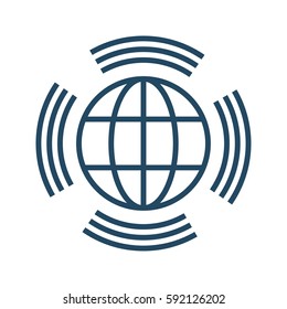 Globe with Wireless Signal Sign vector icon, Global Wireless Network