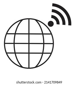 A globe with wireless signal - Technology Illustration - Vector 