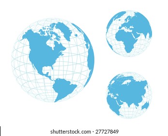 Globe of the World, blue / vector