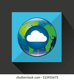 globe world cloud connection service vector illustration eps 10