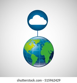 globe world cloud connection service vector illustration eps 10