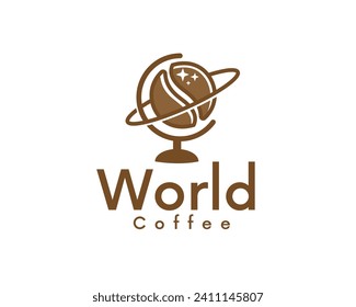 globe world coffee bean logo icon symbol design template illustration inspiration