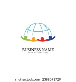globe world community people logo illustration design template