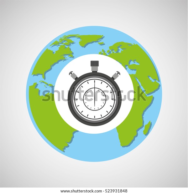 globe world delivery clock time vector illustration\
eps 10