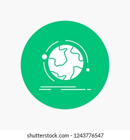 globe, world, discover, connection, network White Glyph Icon in Circle. Vector Button illustration