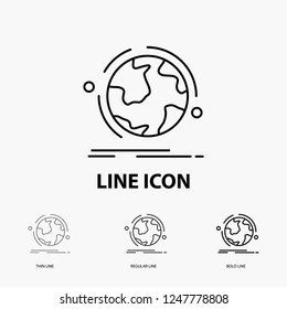 globe, world, discover, connection, network Icon in Thin, Regular and Bold Line Style. Vector illustration