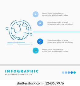 globe, world, discover, connection, network Infographics Template for Website and Presentation. Line Blue icon infographic style vector illustration