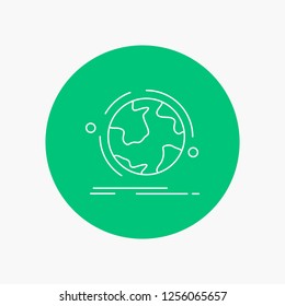 globe, world, discover, connection, network White Line Icon in Circle background. vector icon illustration