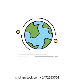 globe, world, discover, connection, network Flat Color Icon Vector