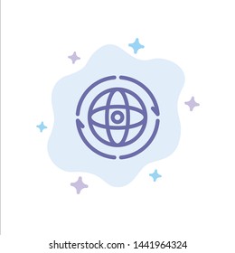 Globe, World, Earth, Atom, Connect Blue Icon on Abstract Cloud Background